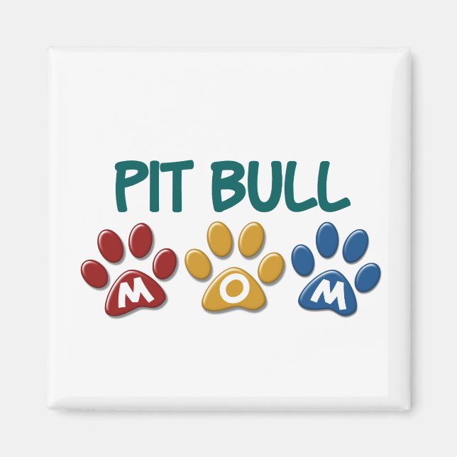 PIT BULL TERRIER Mamma Paw Skriv ut 1 Magnet (Framsidan)