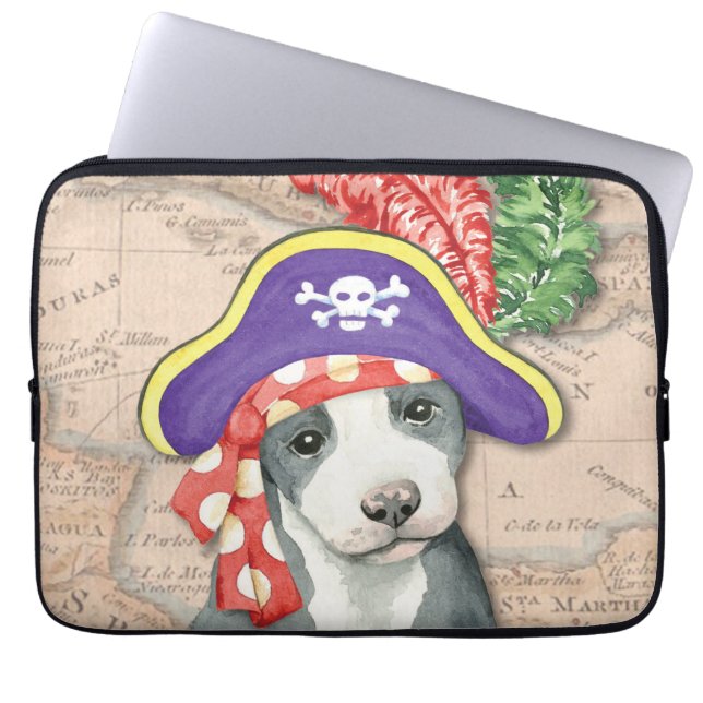 Pit Bull Terrier Pirat Laptop sleeve (Framsidan)