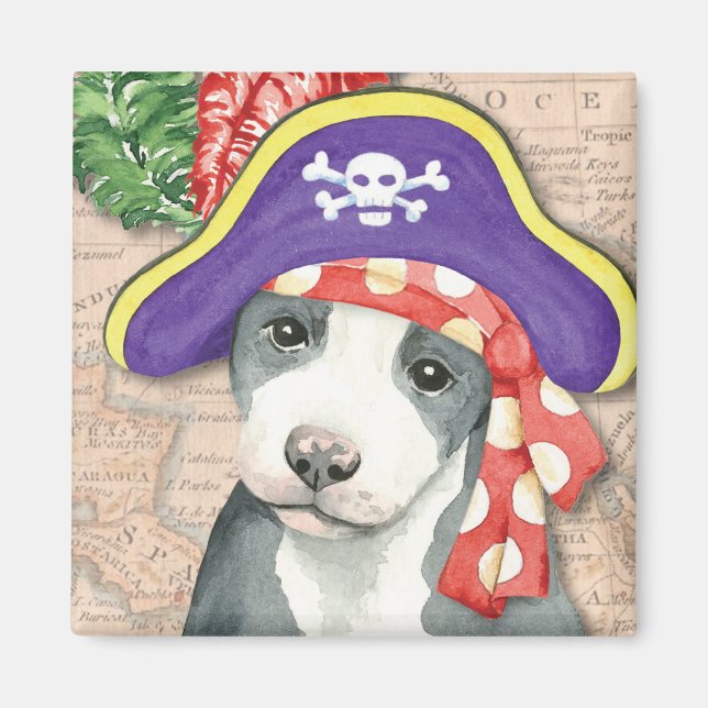 Pit Bull Terrier Pirat Magnet (Framsidan)