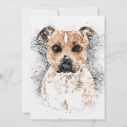 Pit Bull Terrier Sketch på 5 tum x 7 tum Cardstock