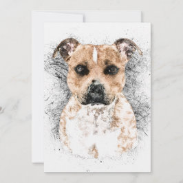 Pit Bull Terrier Sketch på 5 tum x 7 tum Cardstock