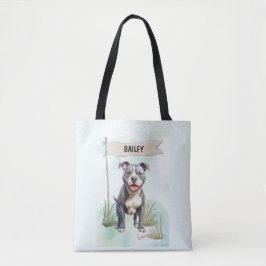 Pit Bull Terrier Watercolor Personalized Dog Tygkasse