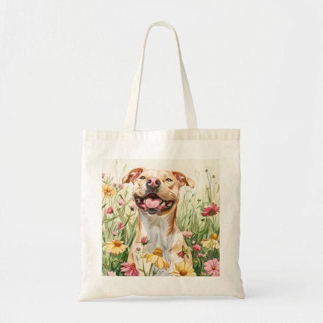 Pit Bull Tote Bag – Dog Lover Gift Tygkasse (Framsidan)