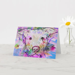 Pit Bull Watercolor Art Kort