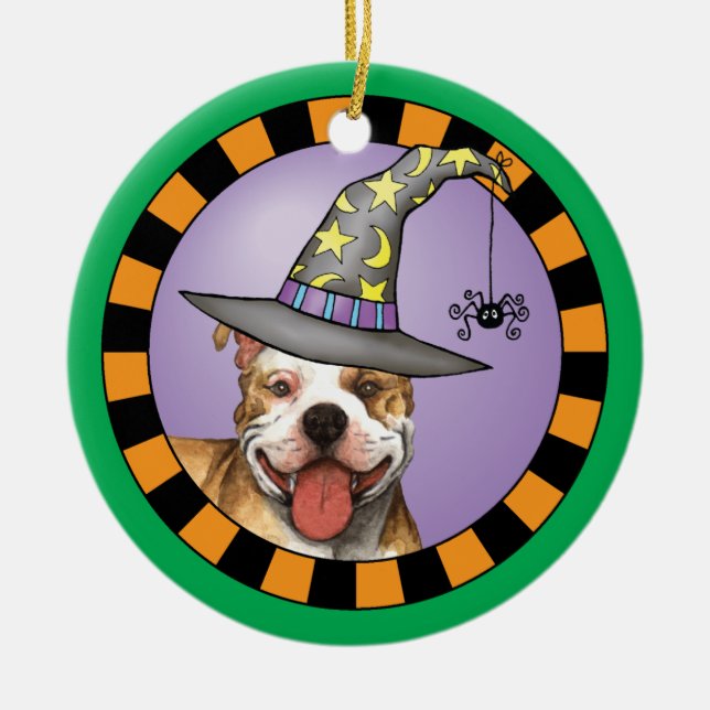 Pit Bull Witch Julgransprydnad Keramik (Framsidan)