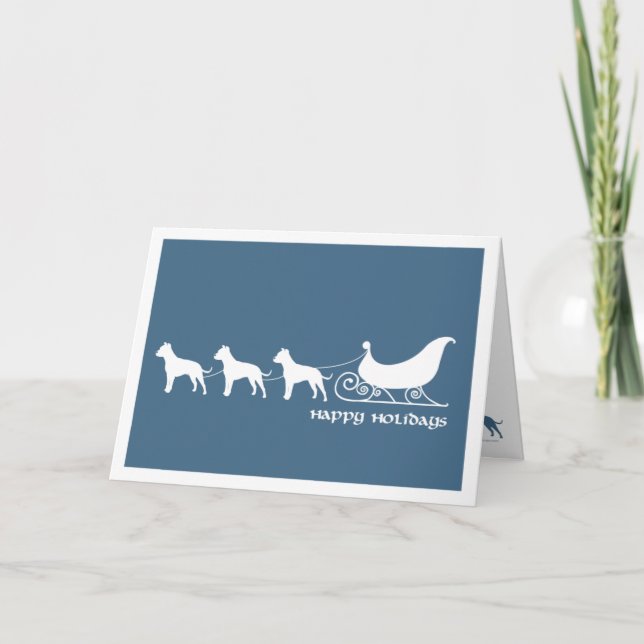 Pit Bulls Pulling Santa's Sleigh Helgkort (Framsida)