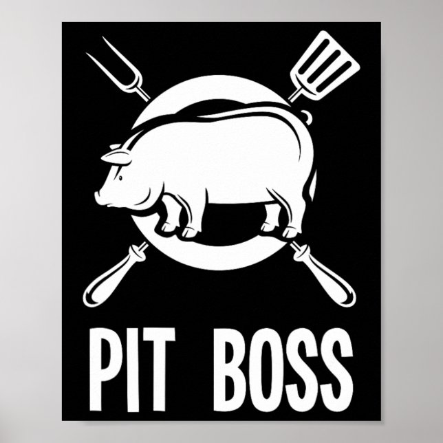Pit Chef Shirt Bbq Funny Pitmaster Gris Grilling G Poster (Framsidan)