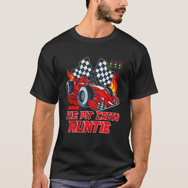 Pit Crew Auntie Tävling Födelsedagsfest T Shirt (Framsida)