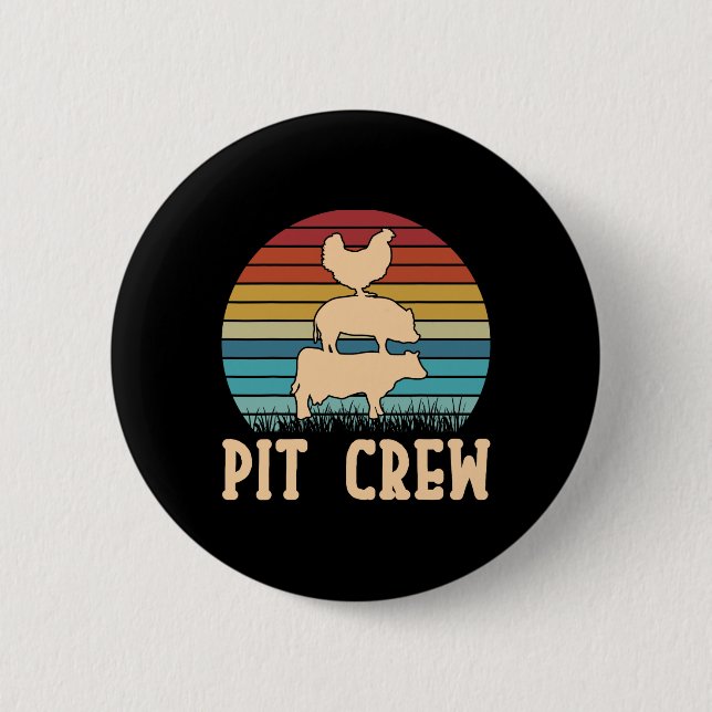Pit Crew Cow Gris Chicken Byrbecue Grilling Bbq Knapp (Framsida)
