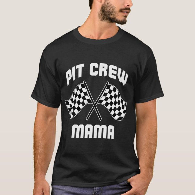 Pit Crew Mamma Hosting Tävling Car Födelsedagsfest T Shirt (Framsida)