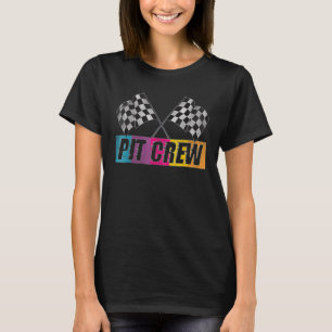 Pit Crew Tävling Car Party Checkered Flagga Tävla T Shirt