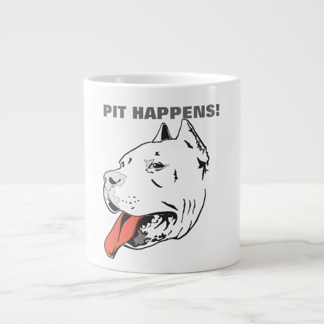 Pit Happens Funny Pit Bull Jumbo Coffee Mugg Jumbo Mugg (Framsidan)