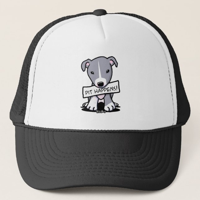 Pit Happens Pit Bull Dog Art Truckerkeps (Framsida)
