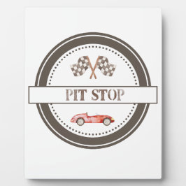 Pit Stop Birthday Tabletop Plaque med Easel