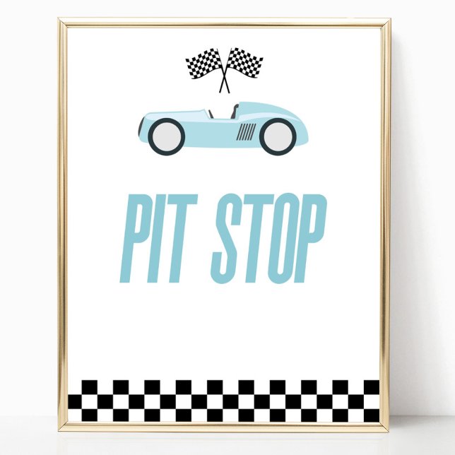 Pit Stop Blue Flame Tävling Car Party Bord Poster (Skapare uppladdad)