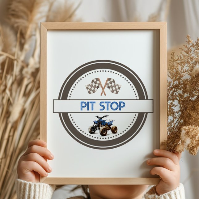 PIT STOP Quad Bike Birthday-tecken Poster (Skapare uppladdad)