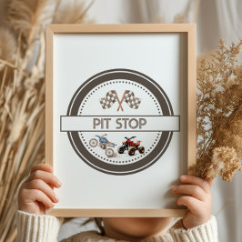 Pit Stop Roligt Bikes Birthday-tecken Poster