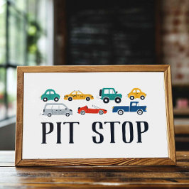 Pit Stop Transport Birthday-tecken Poster
