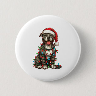 Pit-tjur Dog-julen Ljus Santa Hat Julafton Snö Knapp