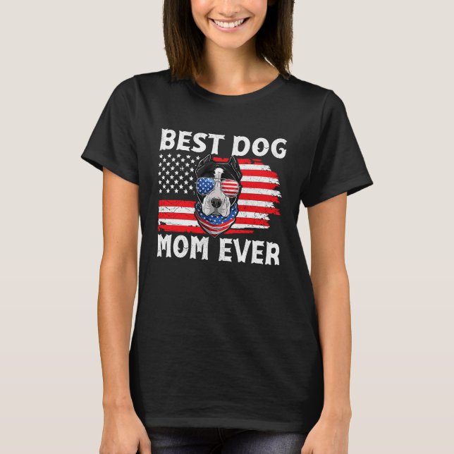 Pit tjur USA Patriotic Hund US Apparel American Fl T Shirt (Framsida)