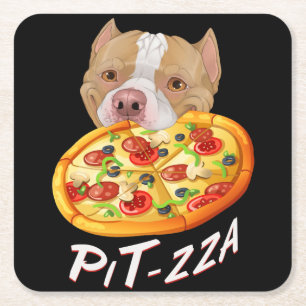 Pit-zza! Pit Bull & Pizza Medium Gift Bag Thrid P Underlägg Papper Kvadrat