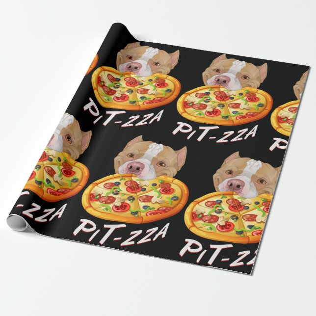 Pit-zza! Pit Bull & Pizza T-Shirt Coffee Mugg Presentpapper (Utrullad)