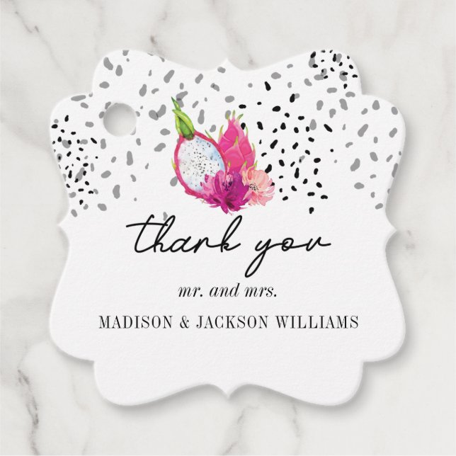 Pitaya Dragon Fruit Bröllop Tack Gåvor Etiketter (Framsida)