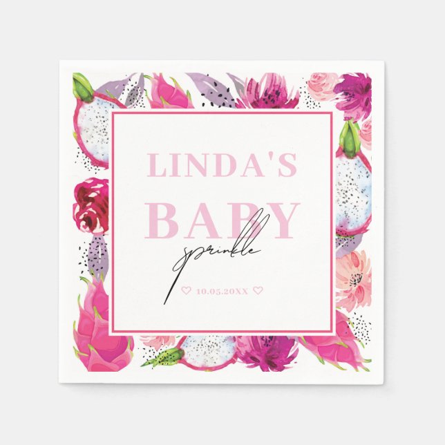 Pitaya Dragon Fruit Personlig Baby Sprinkle Pappersservett (Framsidan)