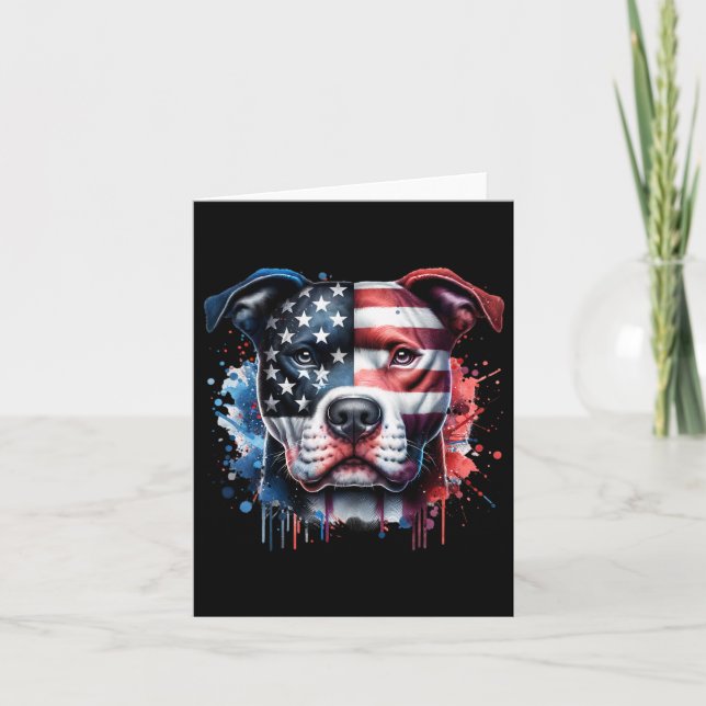 Pitbull 4:e juli Amerikanska Flagga Gles Patriotic Kort (Framsida)