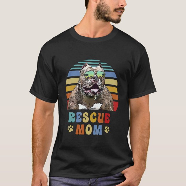 Pitbull Adoptera Foster Rädda Hundmamma T Shirt (Framsida)