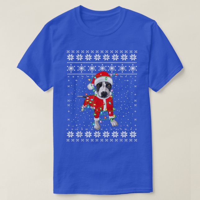 Pitbull Älskare Ugly Julafton Sweater Ljus Santa H T Shirt (Design framsida)