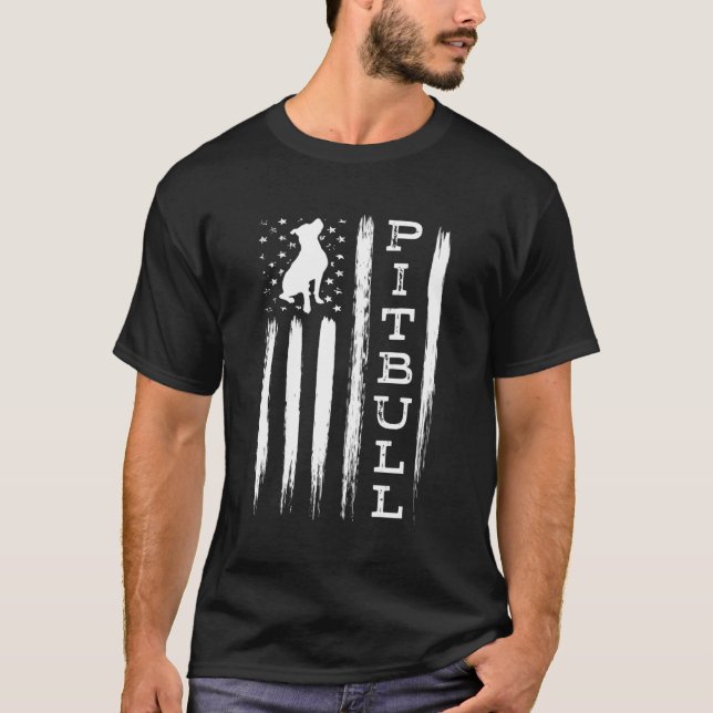 Pitbull American Flagga Pit Bull S T Shirt (Framsida)
