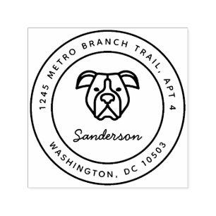 Pitbull/Amstaff Returadress Frimärke Self-Inking Självfärgande Stämpel