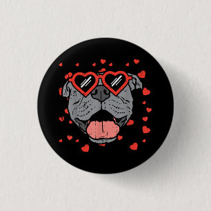 Pitbull Ansikte Heart Glasses Valentines day Pet H Knapp