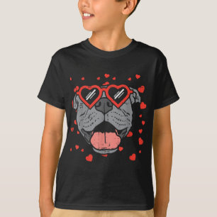 Pitbull Ansikte Heart Glasses Valentines day Pet H T Shirt