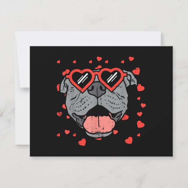 Pitbull Ansikte Heart Glasses Valentines day Pet H Tack Kort (Framsida)