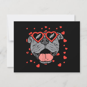 Pitbull Ansikte Heart Glasses Valentines day Pet H Tack Kort