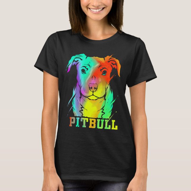 Pitbull Artwork Pit Bull Dog Älskare T Shirt (Framsida)
