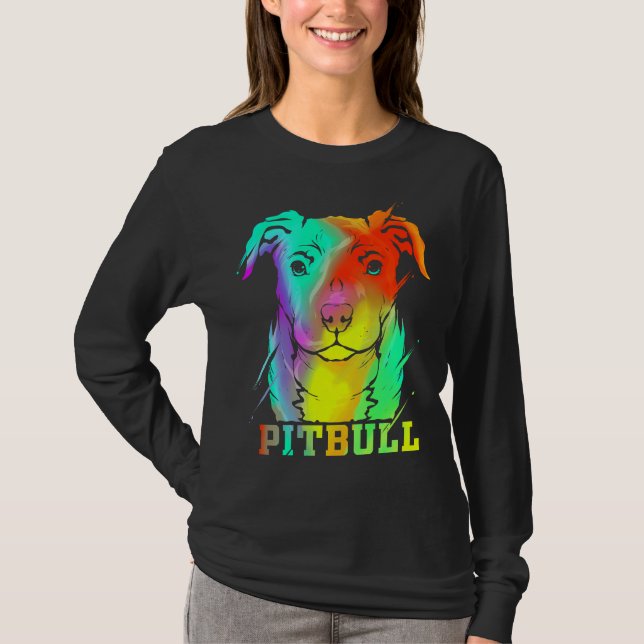 Pitbull Artwork Pit Bull Dog Älskare T Shirt (Framsida)