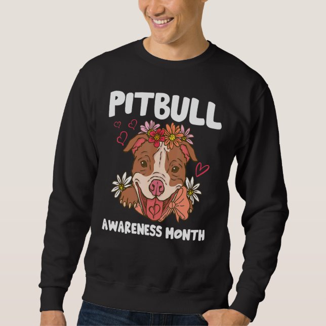 Pitbull Awareness Month Pitbull Kärlek Hund Lång Ärmad Tröja (Framsida)