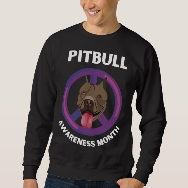 Pitbull Awareness Month Tri Blend Lång Ärmad Tröja (Framsida)