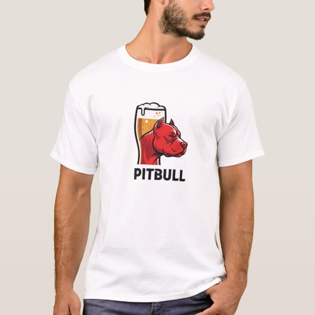 Pitbull & Beer Art Logo T Shirt (Framsida)