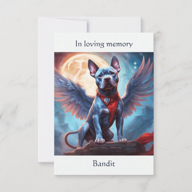 Pitbull Black Memorial-Dikt anpassade namnsympati Tack Kort (Framsida)