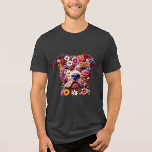 Pitbull Blomma Ansikte Hund Älskare T Shirt