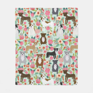 Pitbull Blommigt Blanket - hund filt, pitbullar Fleecefilt