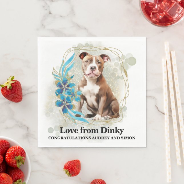 Pitbull Bröllop Napkins med Hundar foto Pappersservett (Insitu)