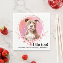 Pitbull Bröllops Servetter Med Hund Foto