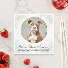 Pitbull Bröllops Servetter Med Hund Foto