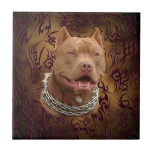 Pitbull brun stam- tatuering kakelplatta