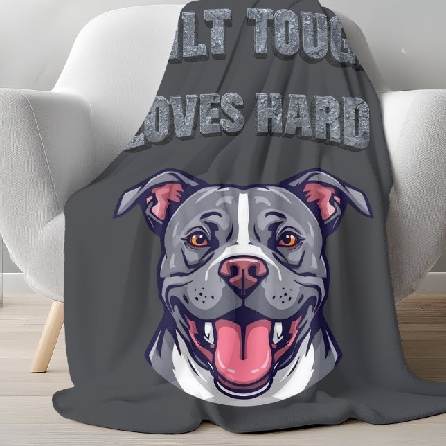 Pitbull Built Tough Loves Hard | Bully Dog Lover Fleecefilt (Skapare uppladdad)